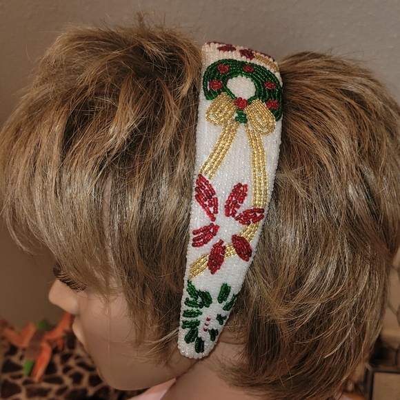 Christmas beaded headband - Picture 2 of 3